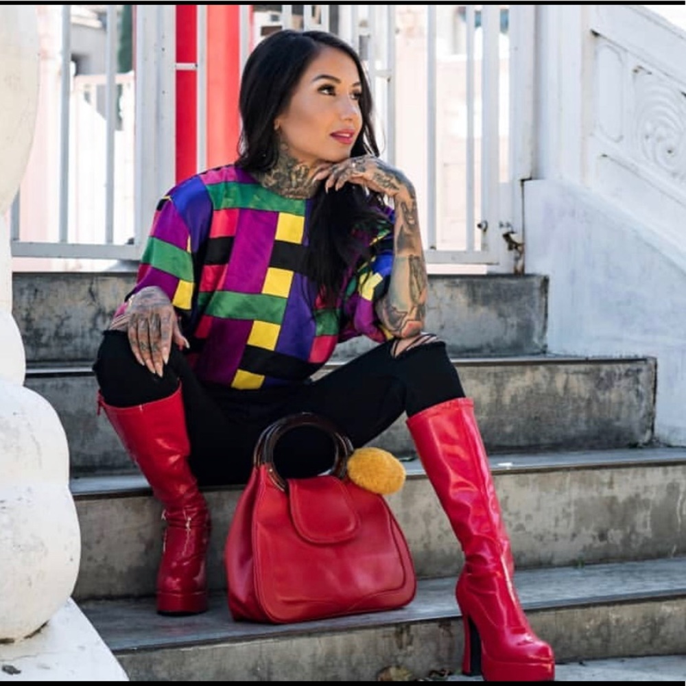 Silk long sleeve multicolor blouse